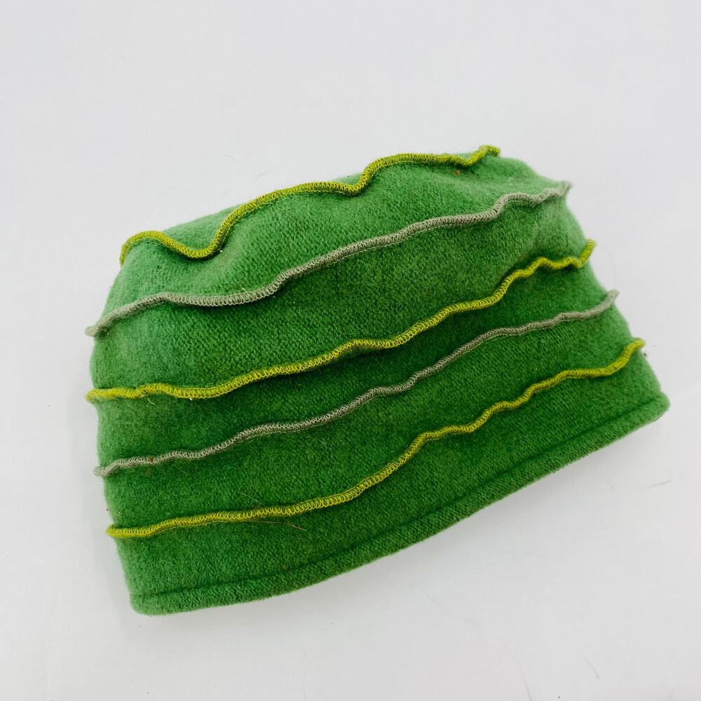 wool green inside out seam beanie